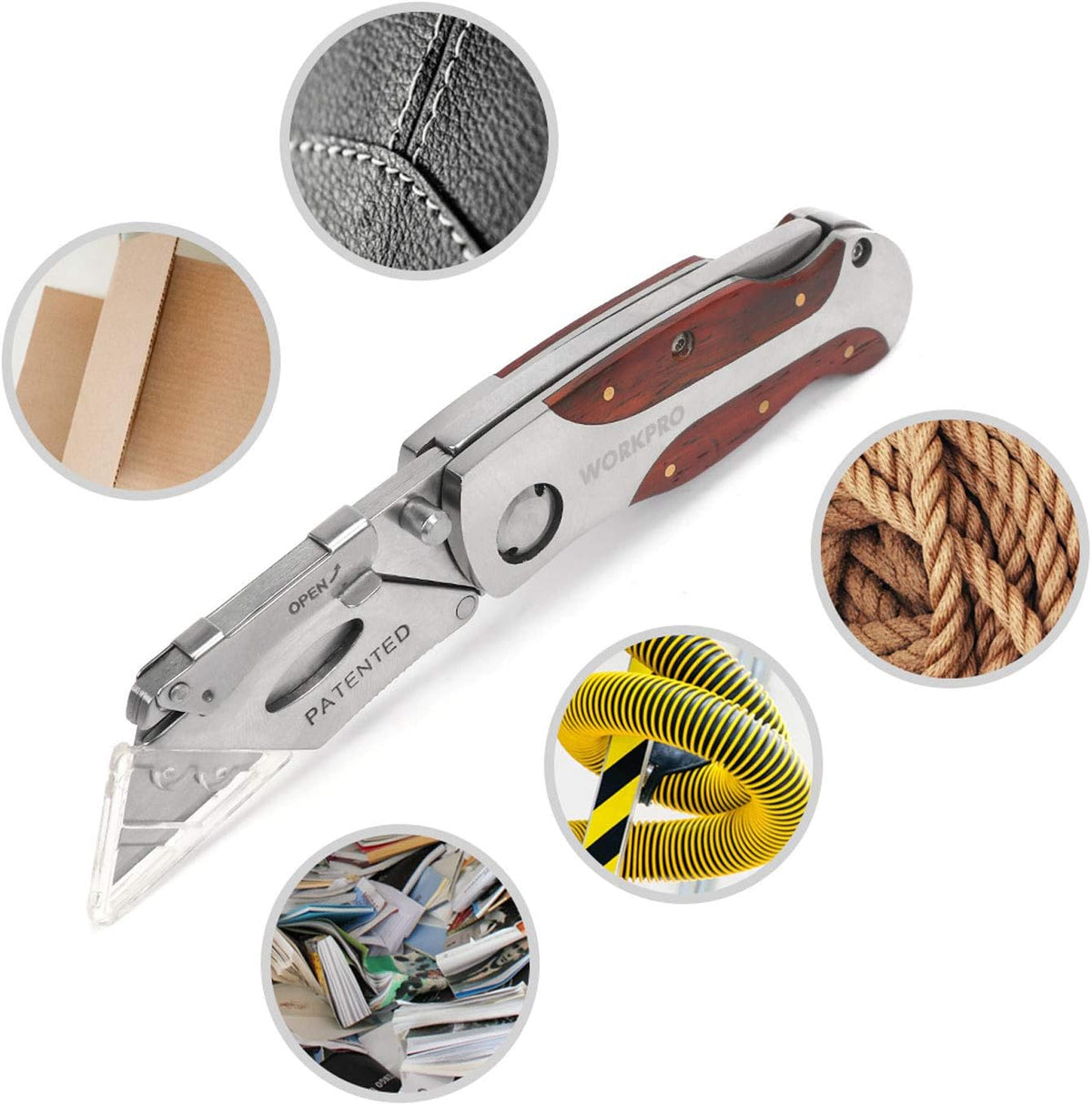 Quick-Change Utility Knife, Classical Retro Style Wood Grain Handle