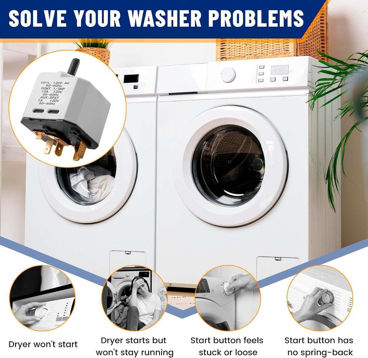 WP3398095 Dryer Push to Start Switch Parts