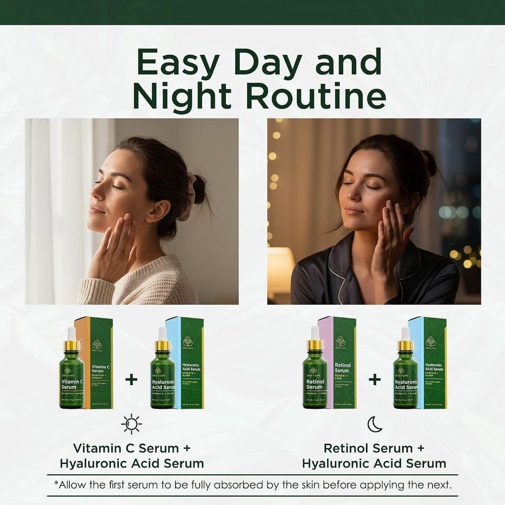 Beauty Facial Skin Care Set, Brightening, Firming, Hydrating, Dry Face, Dermatologist Tested - Vitamin C Serum