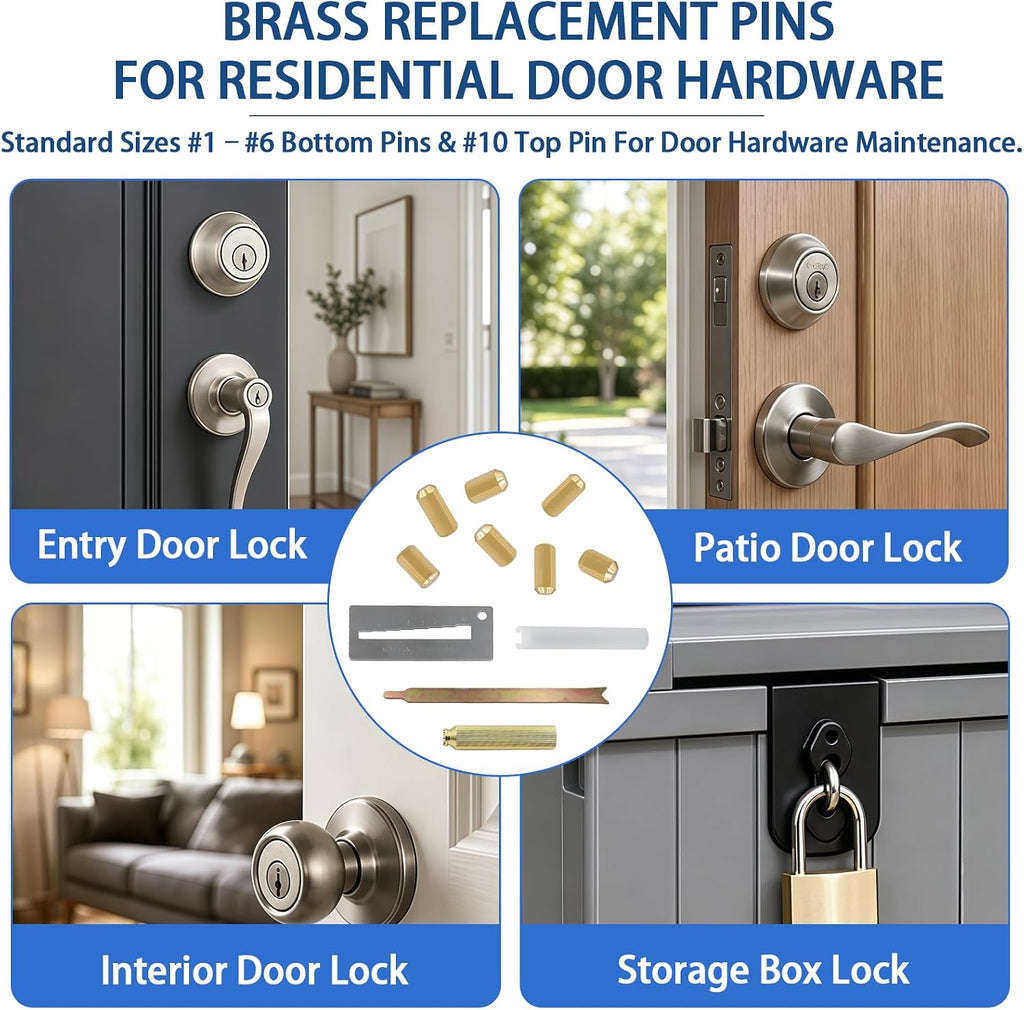 Keyway Rekey Kit for Kwikset Locks (1-6, 50 Each) | DIY Lock Rekeying Set Include 4-Tool & Brass Bottom Pins for Home