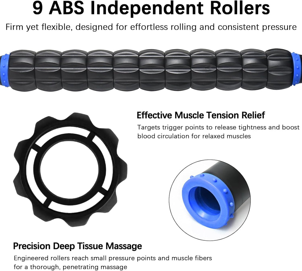 Muscle Roller Massage Roller Stick- Deep Tissue Fascia Blaster for Myofascial Pain Relief, Lymphatic Drainage & Body