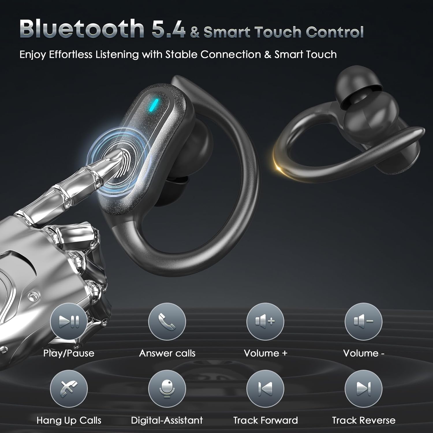 Wireless Earbuds Bluetooth 5.4 Headphones, 54H Playtime Stereo Earphones with Noise Cancelling Mic, IPX7 Waterproof