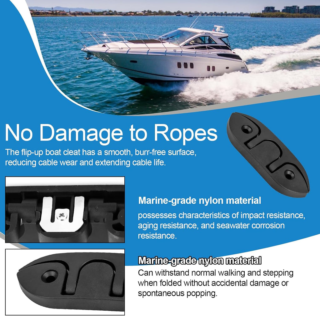 5" Folding Boat Cleat, Flip-up Boat Cleat, Nylon Pop-up Boat Cleat