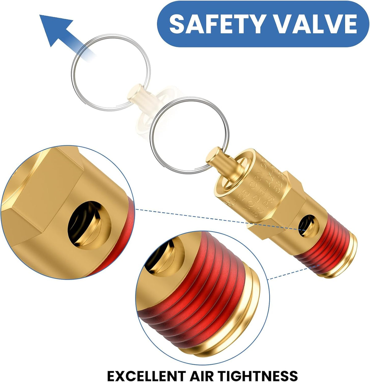 1/4" Male NPT Brass Safety Valve, 1 Pack