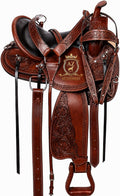 Premium Leather Western Trail Saddle Set Hand Tooled 10-18"