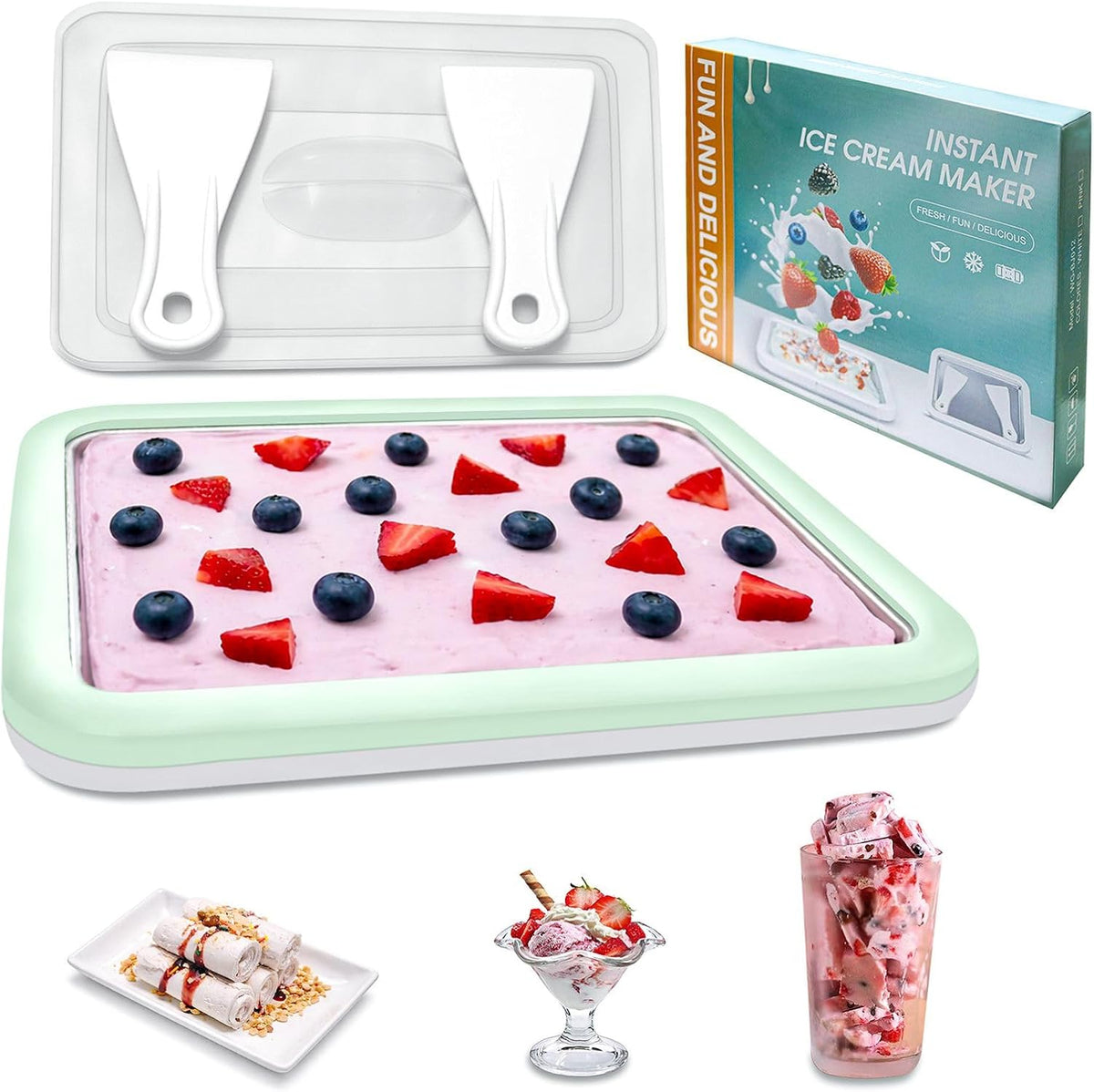 Rolled Ice Cream Maker Tray SUS 304 At Home DIY Instant Ice Cream Machine