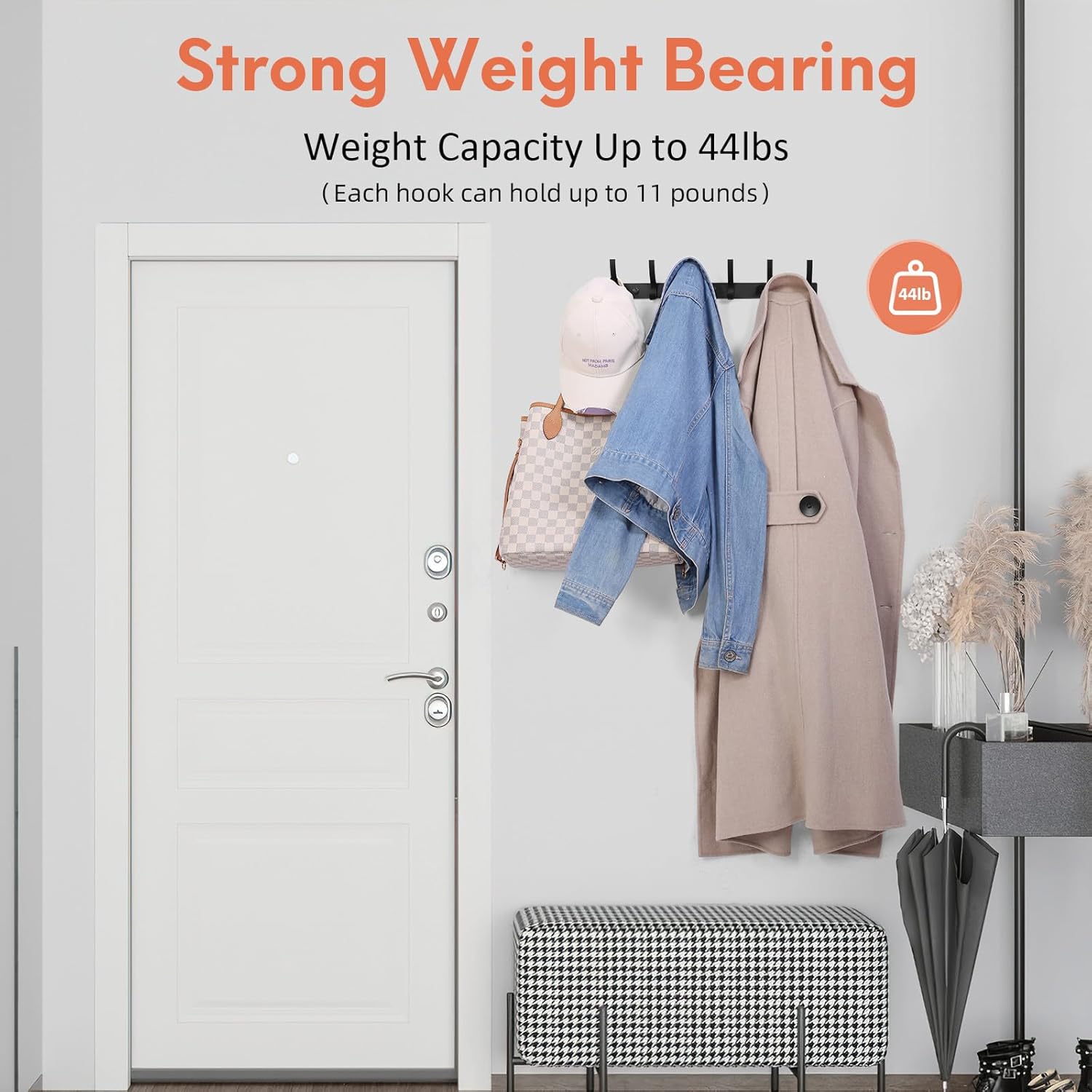 Coat Rack Wall Mount, Wall Hooks for Hanging, Entry Coat Hooks Coat Hanger, Hat Rack Holder for Wall, Key Holder