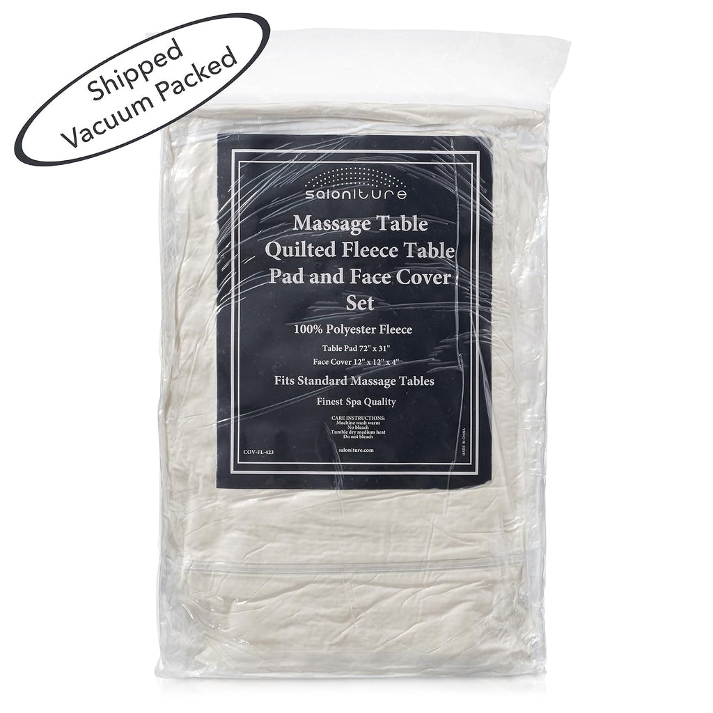 Fleece Reversible Quilted Massage Table Pad & Face Cradle Set - Soft and Comfortable 1/2" Thick Facial Bed and