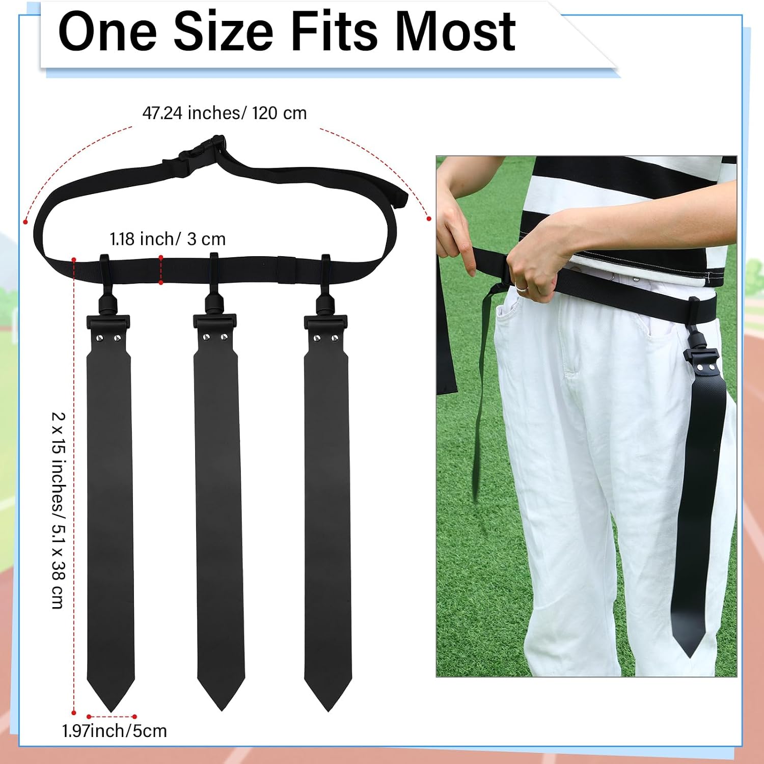 10/12 Players Flag Football Belts and Flags | Adjustable Football Belts for Adults, Flag Football Set for Kids Team