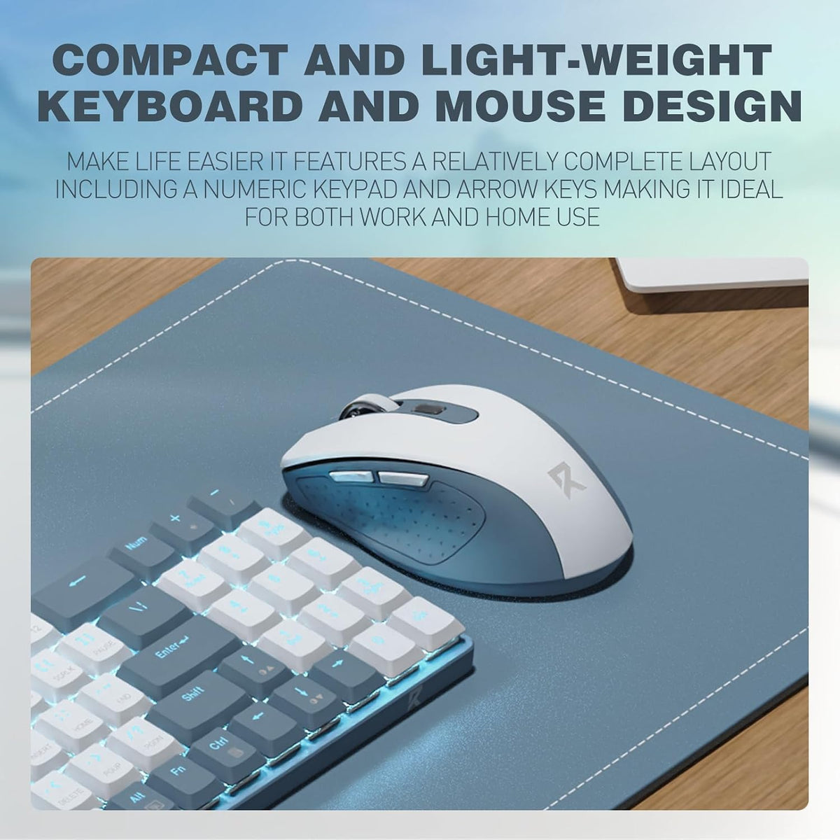 Wireless Keyboard and Mouse Combo, 78 Keys 2.4Ghz Wireless Low-Profile Mechanical Red Switch Keyboard w/Slim
