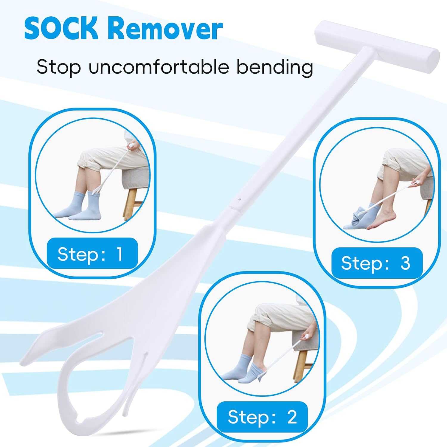 Sock Aid Kit, Sock Puller Aid Easy On and Off, Sock Assistant Device No Bending, Sock Aids for Putting On Socks and