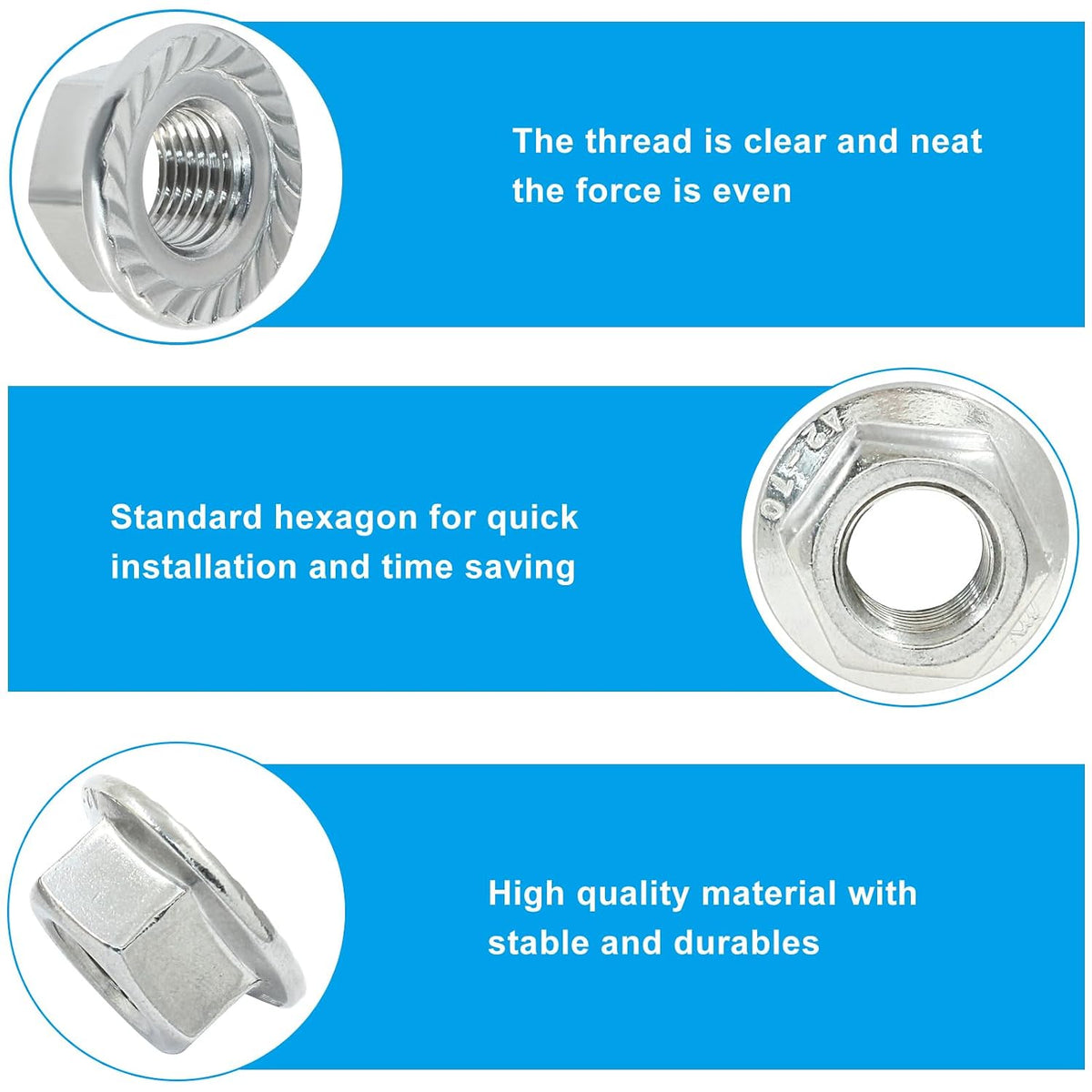 M12/1.25mm Serrated Flange Hex Nuts, 5Pcs