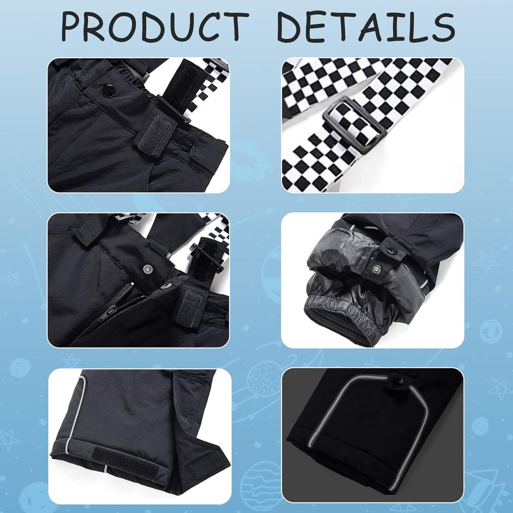 Kid's Snow Bib Pants Winter Waterproof Windproof Ski Pants Insulated Snowboard Overalls for Boys Girls