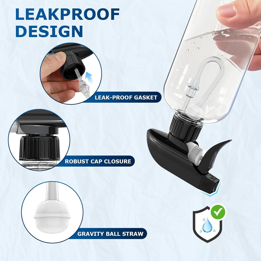 300mL (10oz) 360° Spray Bottles, 2-Pack — Adjustable Nozzle, Leak-Resistant spray bottles for Cleaning, Plants, Hair