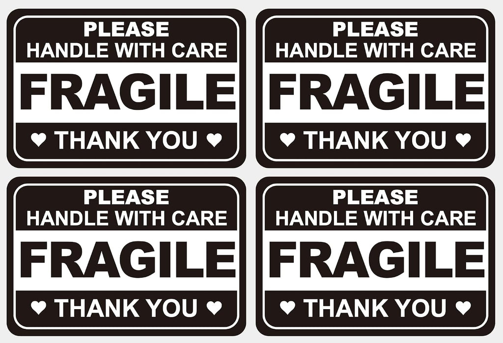 2x3 inch 200PCS Black White Fragile Handle with Care Stickers for Shipping