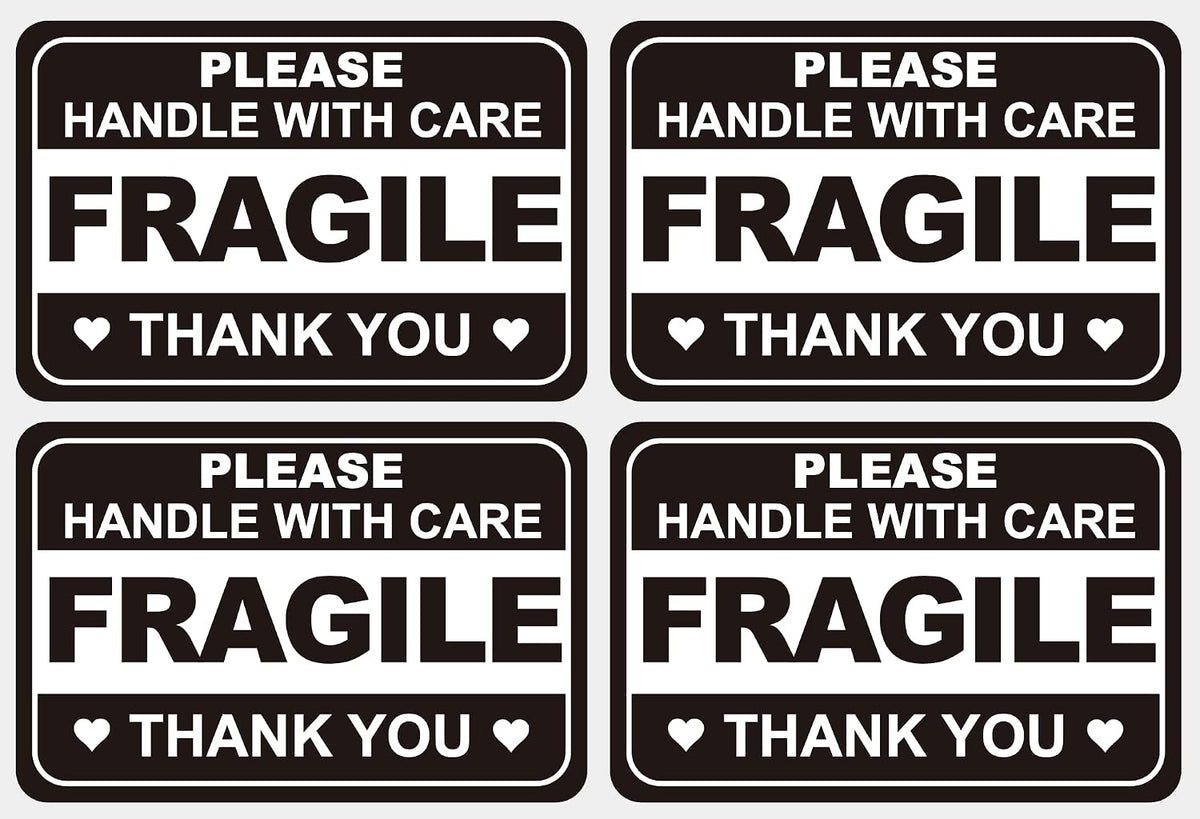 2x3 inch 200PCS Black White Fragile Handle with Care Stickers for Shipping