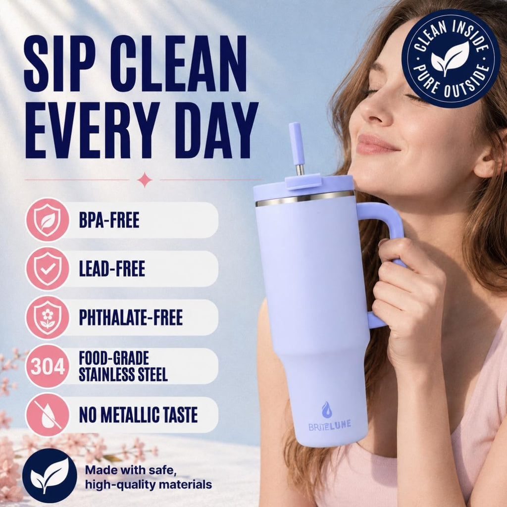 Travel 40oz Tumbler with Handle & Straw, 100% Leakproof, Triple-Insulated, Keeps Drinks Cold 30H/ Hot 12H, Stainless