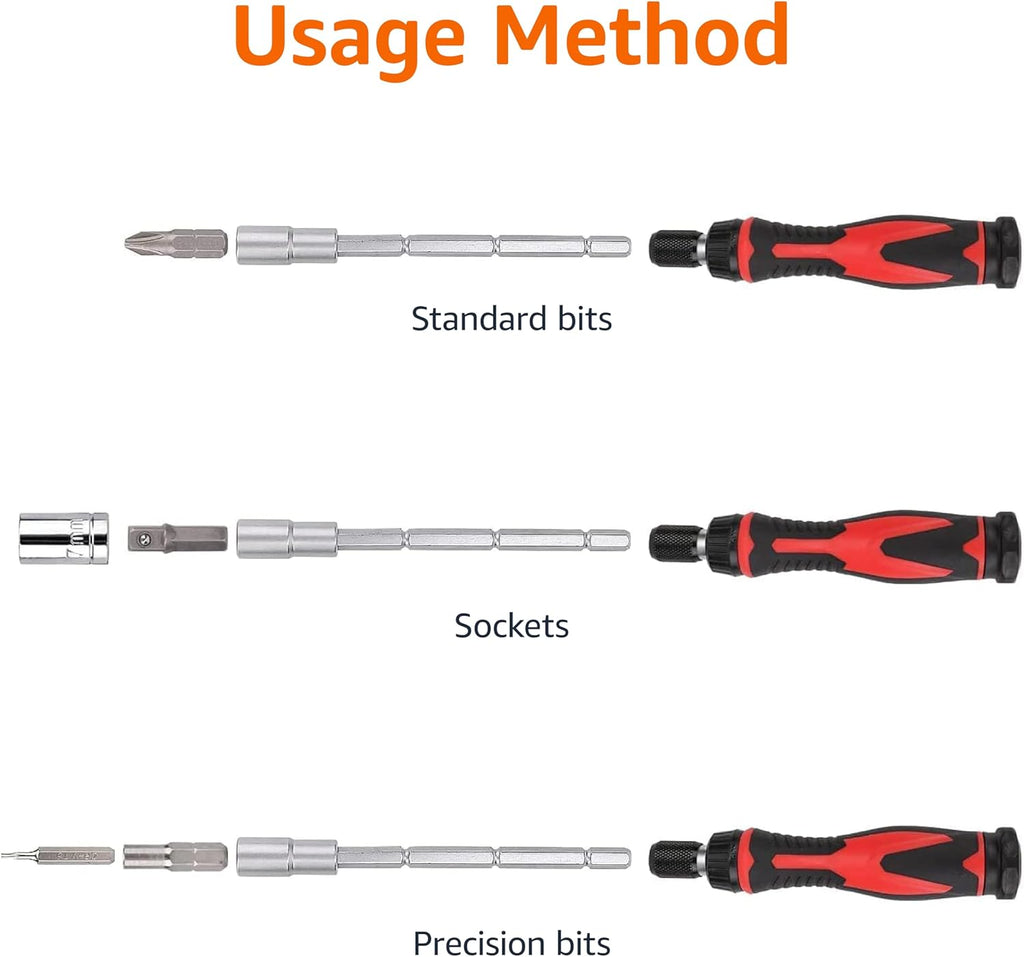 Magnetic Ratcheting Wrench and Electronics Precision Screwdriver Tool Set, 73-Piece, with Carry Case for Household