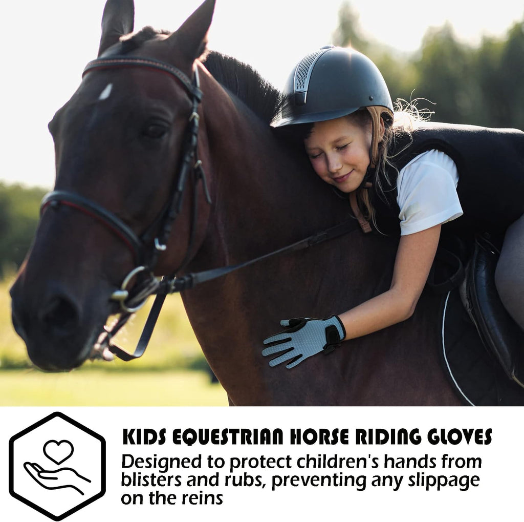 Kids Horse Riding Gloves Children Mesh Equestrian Horseback Gloves