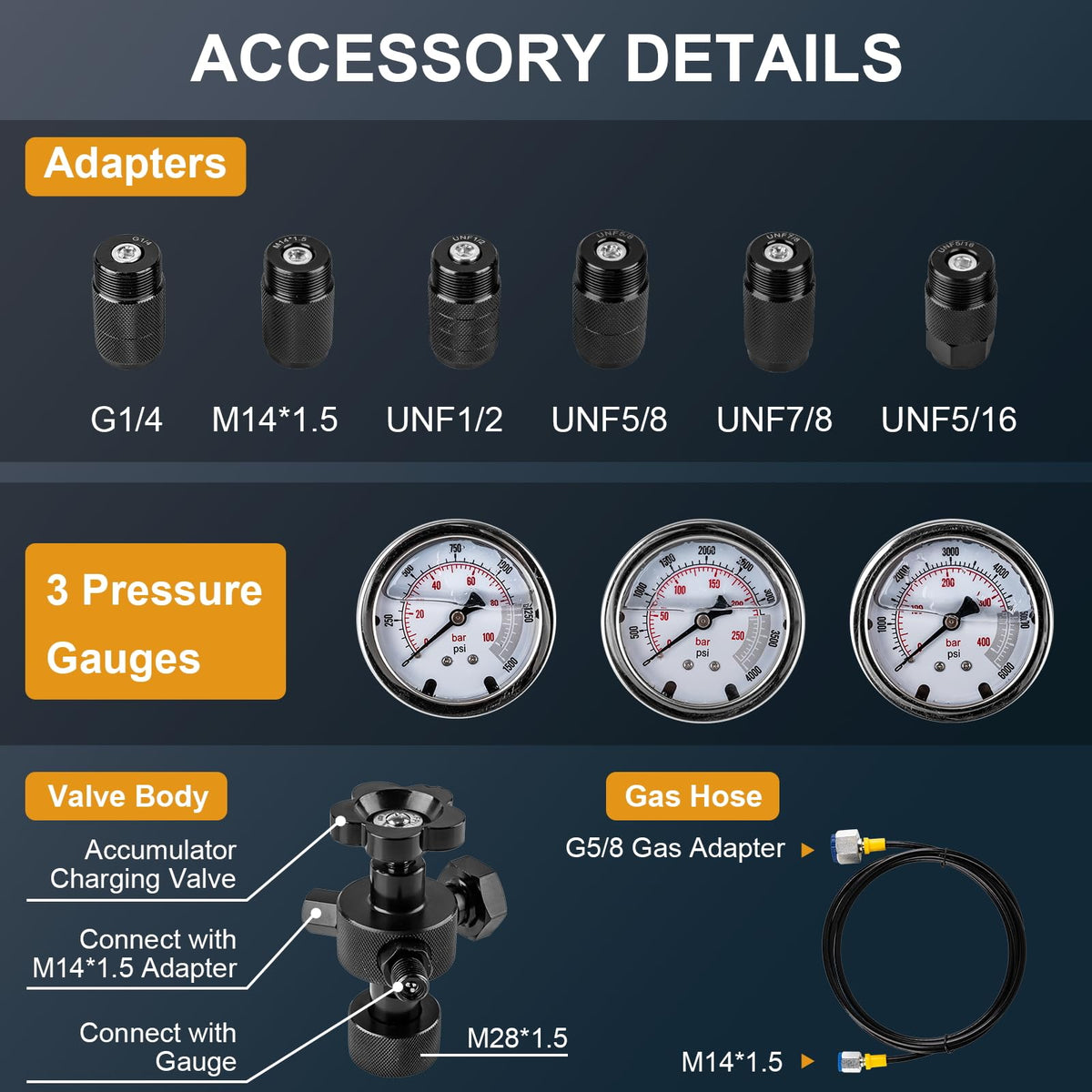 Hydraulic Nitrogen Accumulator Charging Kit, Nitrogen Pressure Test System