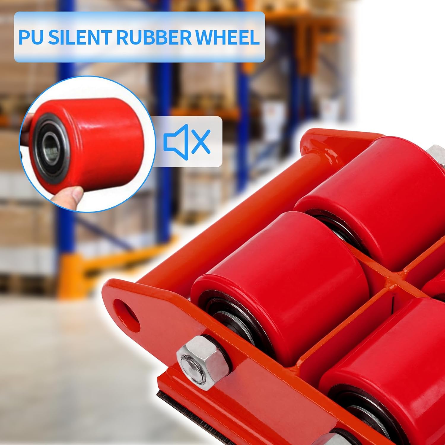 Machinery Mover 6T 13200LB Capacity Machinery Skate, Red | 4 Wheels Dolly Skate Roller, 360 Degree Rotation Cap