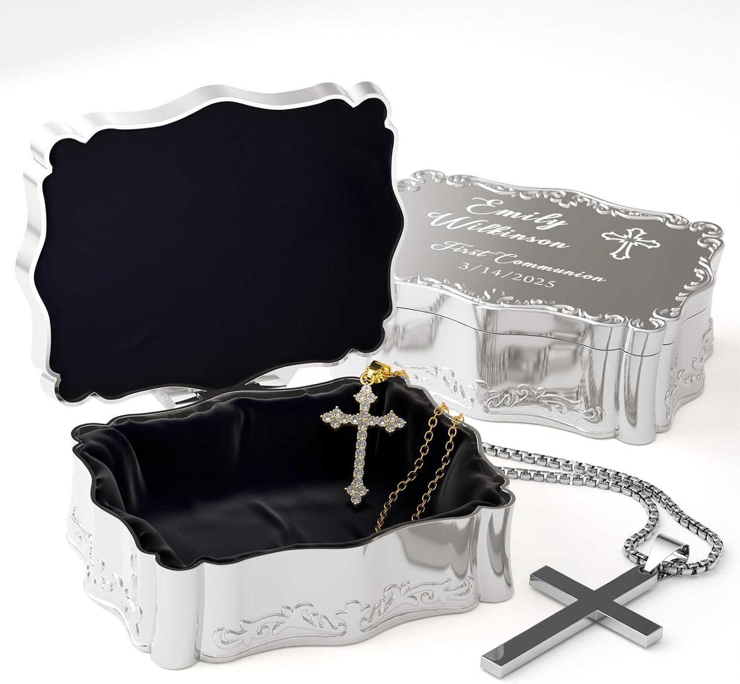 Personalized First Communion Gifts for Girls, Baby Baptism Gifts for Girl, Keepsake Box Custom Jewelry Box Engraved