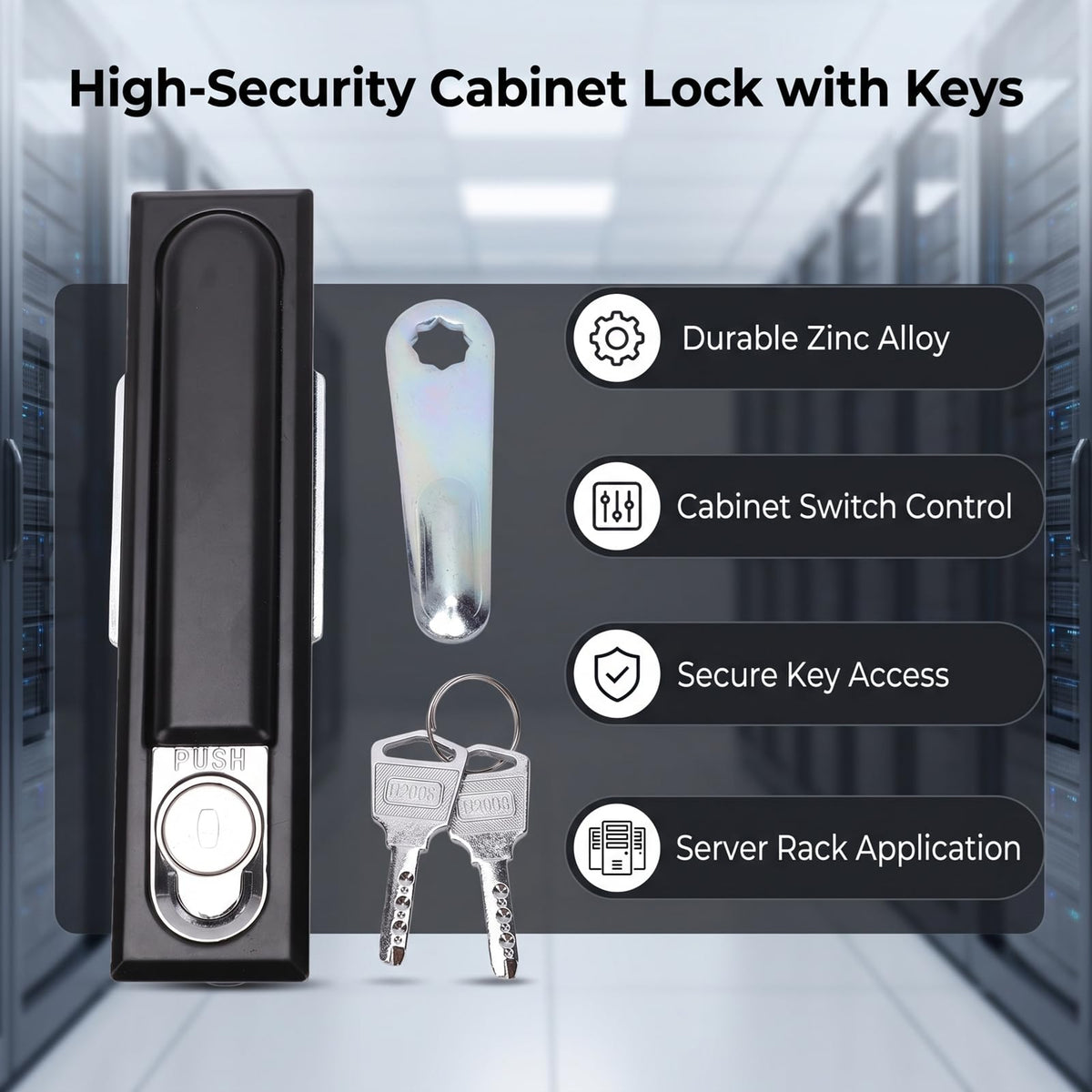 Cabinet Plane Lock Switch Zinc Alloy Push to Close (Black)