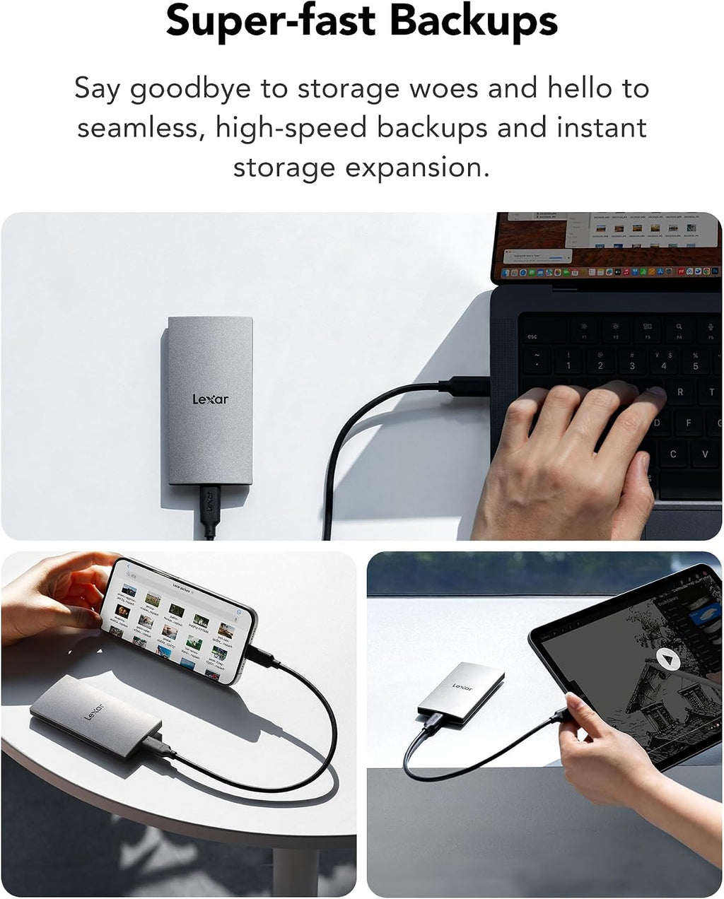 ES3 1TB Portable SSD Silver, USB 3.2 Gen 2 up to 1050MB/s | External SSD compatible with iPhone 17