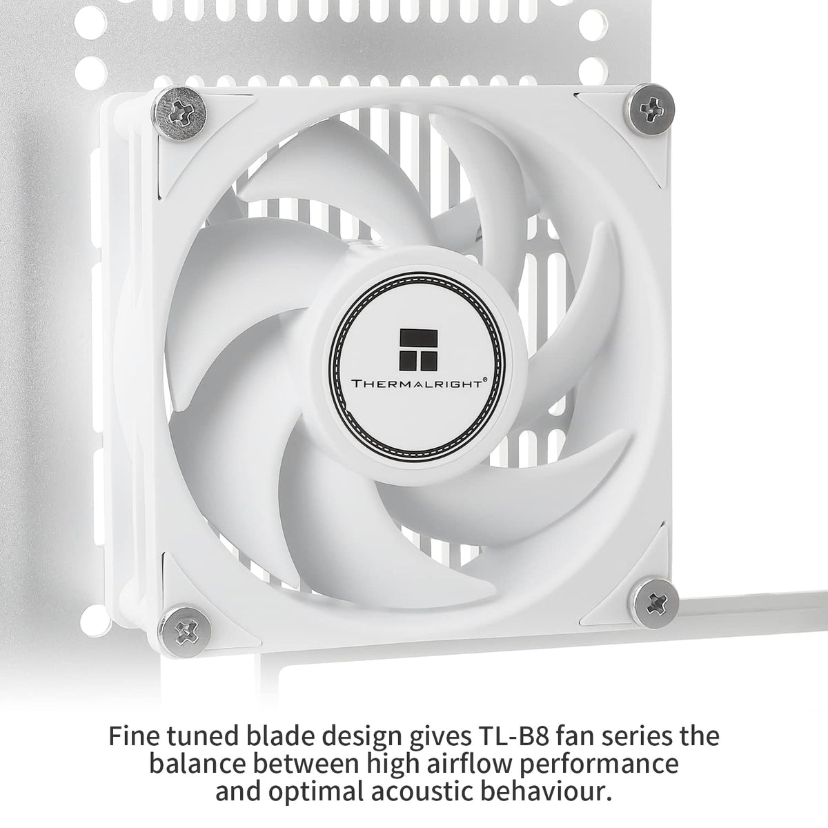 Thermalright TL-B8W CPU Fan, Computer Case Cooling Quiet 4pin PWM Fan, 80mm Silent PC Cooling, wtih 2200RPM Speed, Low Noise 24dba, Desktop CPU Cooler(80mm,White)