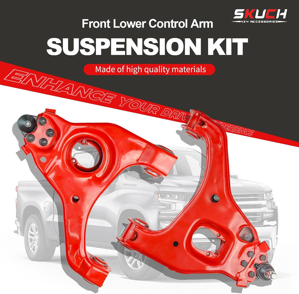 RWD Front Lower Control Arms for 99-06 Chevy Silverado GMC Sierra 1500 - Forged Steel OEM Replacement with Greasable Ball Joints & Reinforced PU Bushings