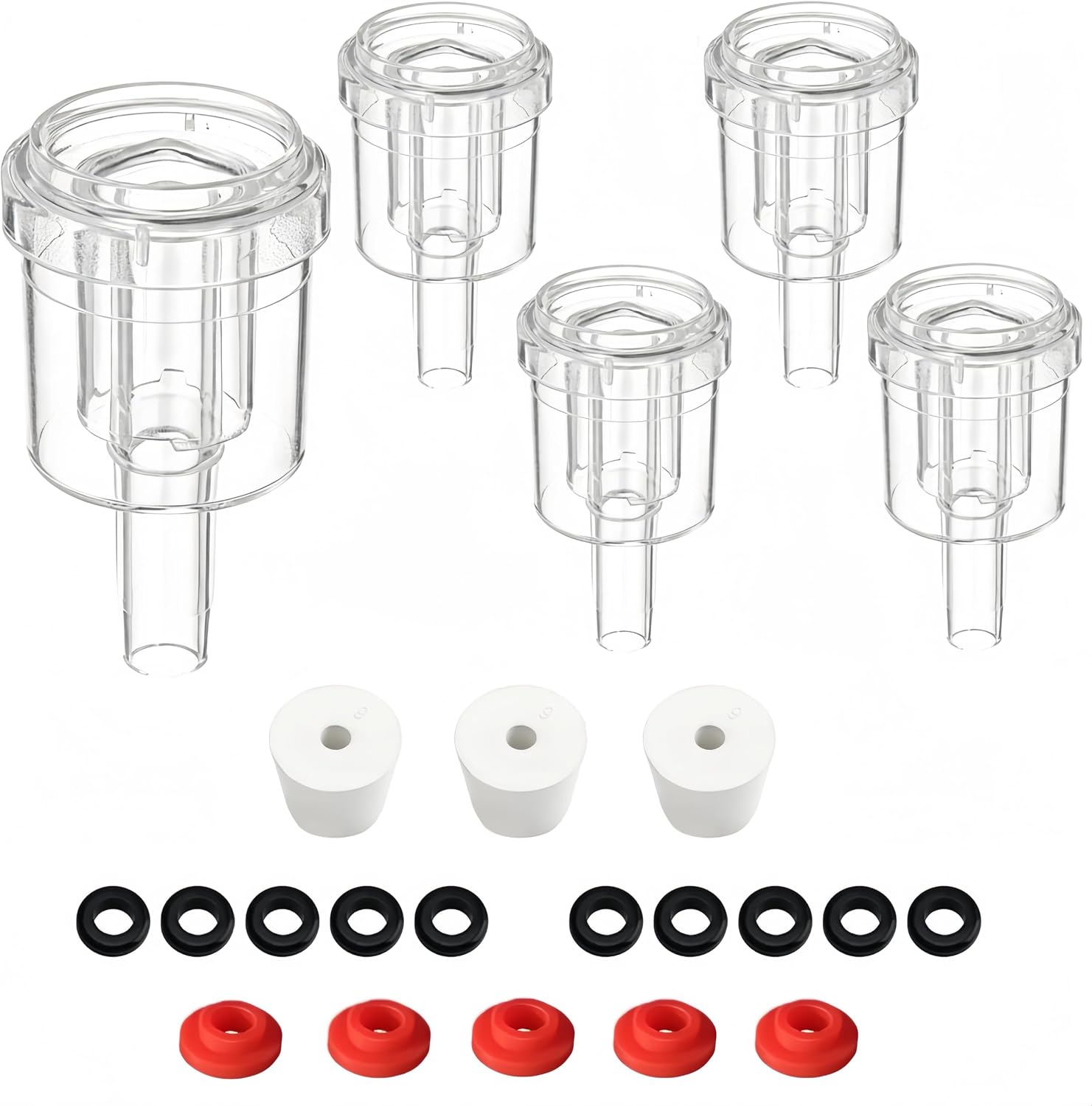 2-Piece Airlock 5-Pack with 3PCS #6 Stoppers, 5pcs Silicone Loops & 10PCS Grommets – Complete Fermentation Kit for