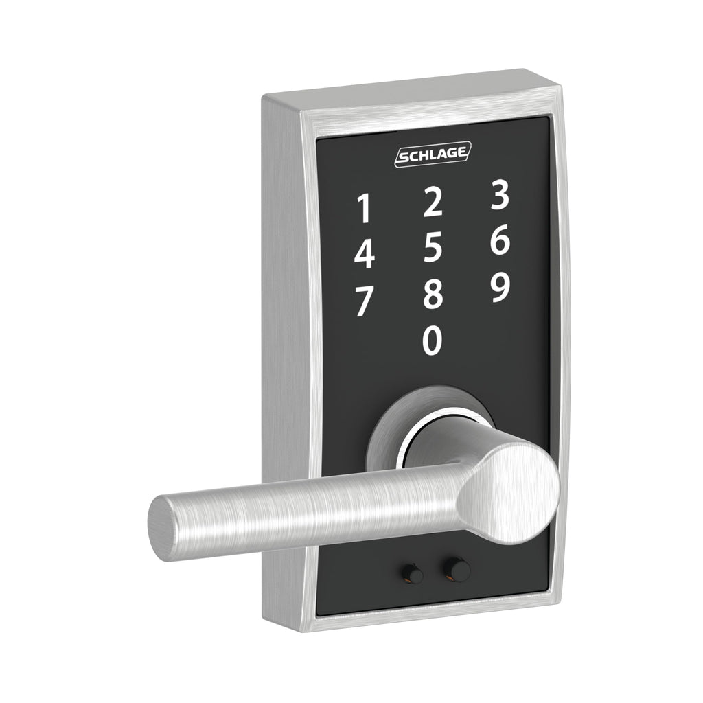Touch Electronic Lock, Lever Handle, Century Trim, Satin Chrome