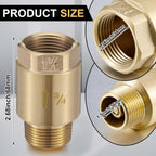 Zonon 2 Pcs 3/4 Inch Check Valve, One Way Spring Brass Check Valve