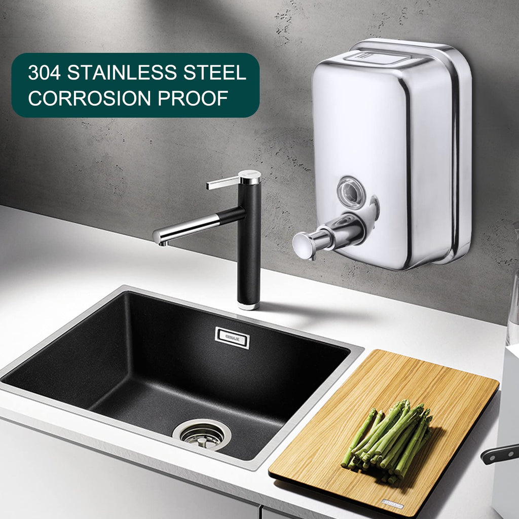 Commercial Soap Dispenser Wall Mount Stainless Steel, 17 fl.oz.