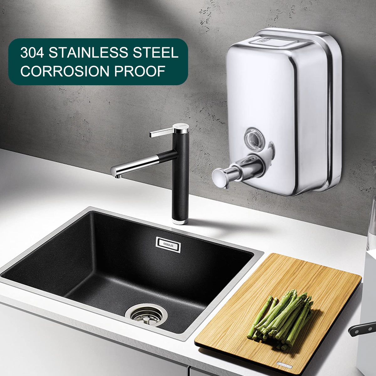 Commercial Soap Dispenser Wall Mount Stainless Steel, 17 fl.oz.
