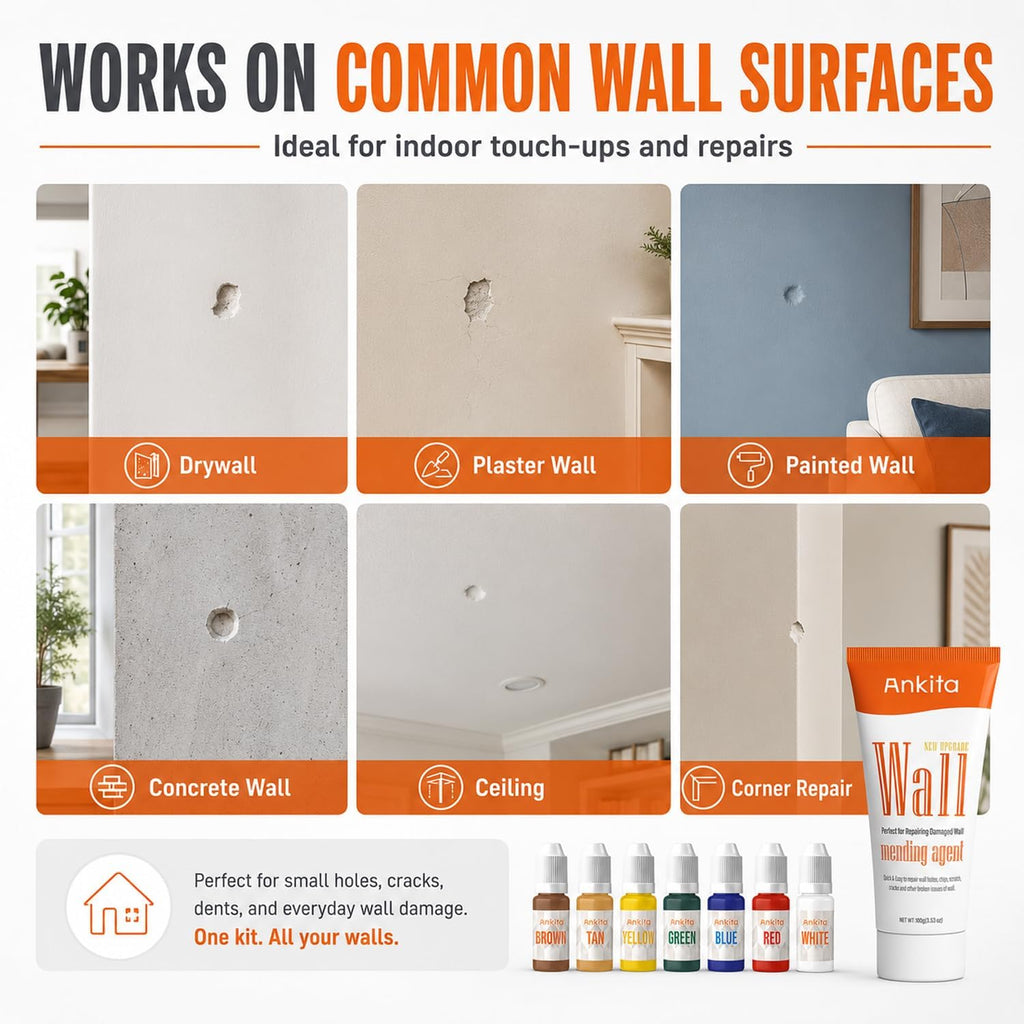 Spackle Wall Repair Kit(Color Match), Drywall Repair Filler for Wall Hole | Exterior Wall Putty for Filling Holes