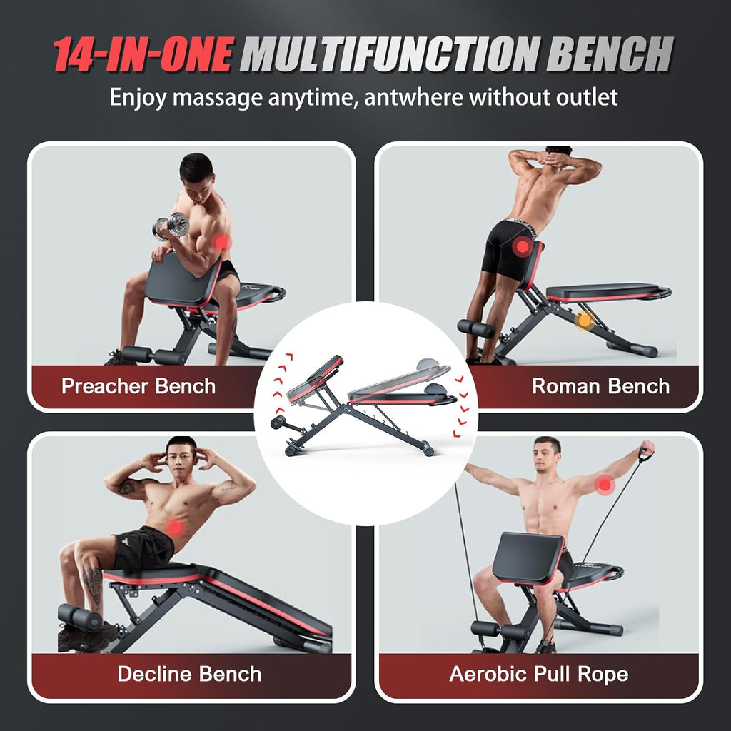 2026 Adjustable Weight Bench - 1000LBS Foldable Workout Bench for Home Gym | Leg Extension, Foldable Incline Decline