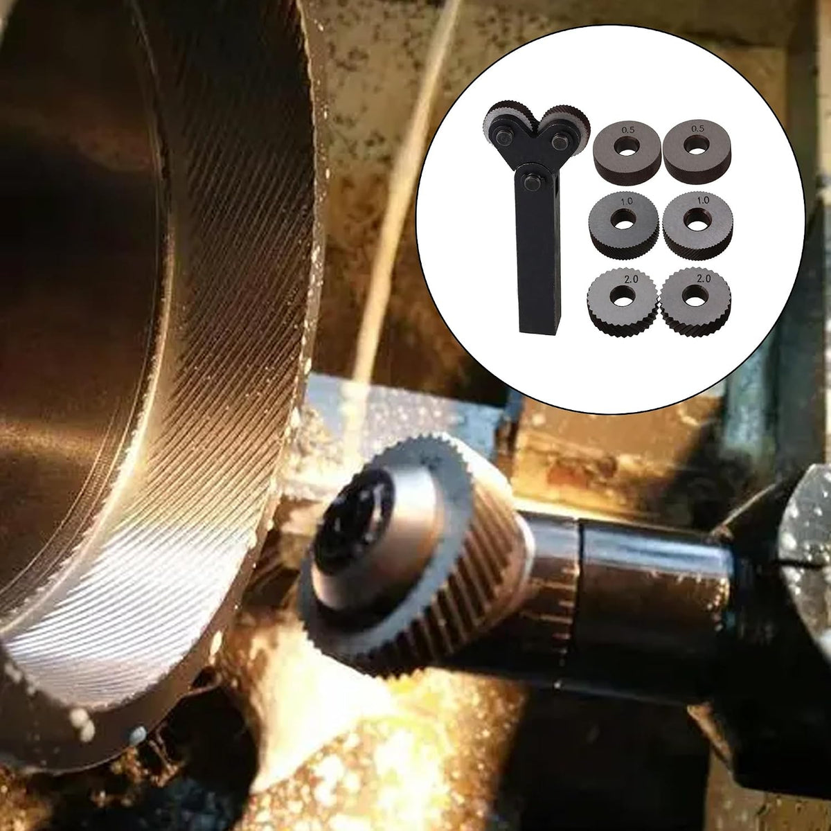 Rotating Head Knurling Tool Pitch Diagonal Coarse Linear Dual Wheels 0.5mm 1mm 2mm with 1.5mm Pitch Pack of 7
