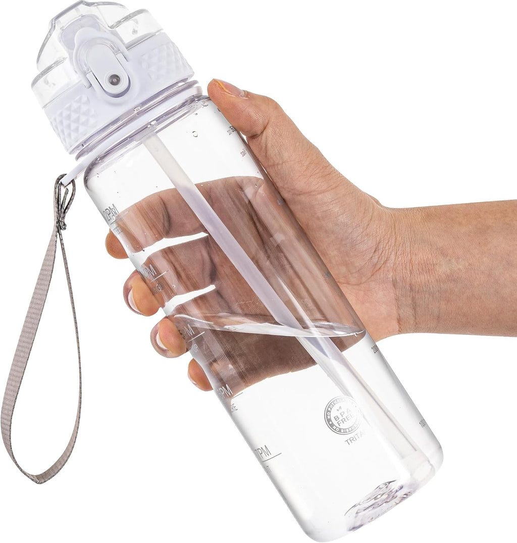 17oz Kids Water Bottle, Tritan BPA-Free, Leakproof Flip Straw Lid, Motivational Time Marker, Carry Strap, Reusable
