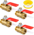 4 Pack 1/4 Inch Ball Valve Heavy Duty Brass Ball NPT Valve Shut Off Switch