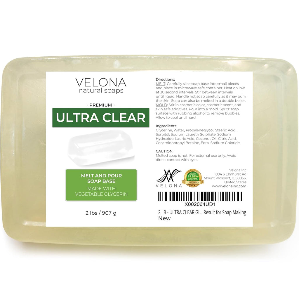 2 lb - Ultra Clear Glycerin Soap Base, Melt & Pour, Transparent