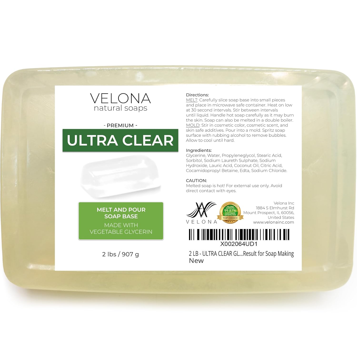 2 lb - Ultra Clear Glycerin Soap Base, Melt & Pour, Transparent