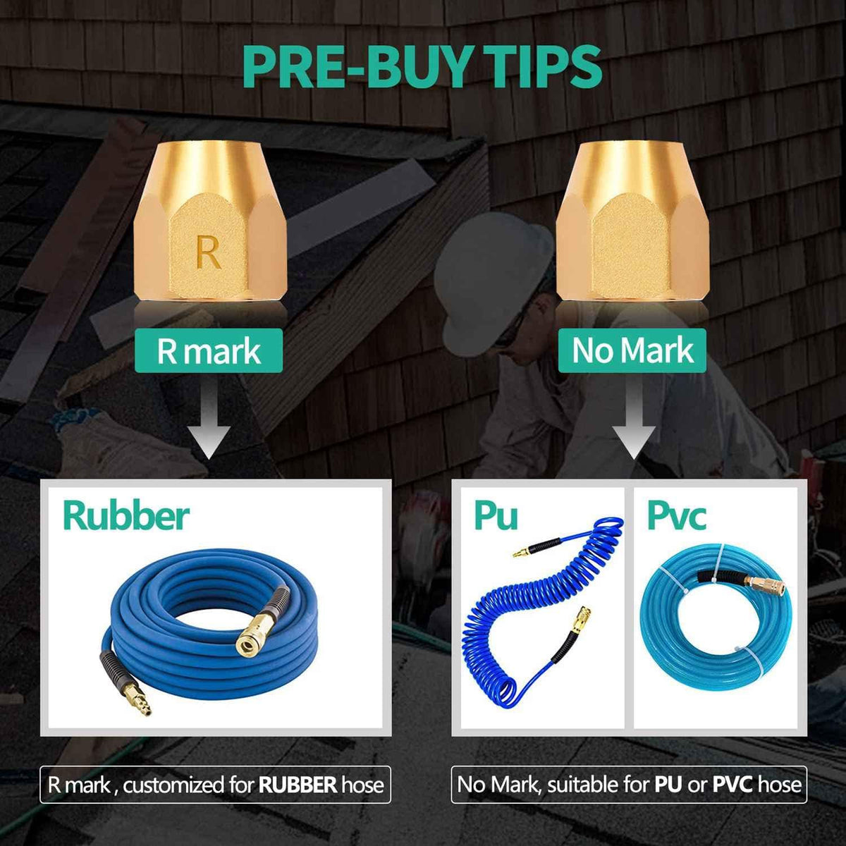 4pcs Premium Solid Brass Pneumatics Reusable Rubber Hose-End Repair Fitting, 3/8" Barb For 3/8-Inch ID Rubber Air Hose With 1/4" NPT