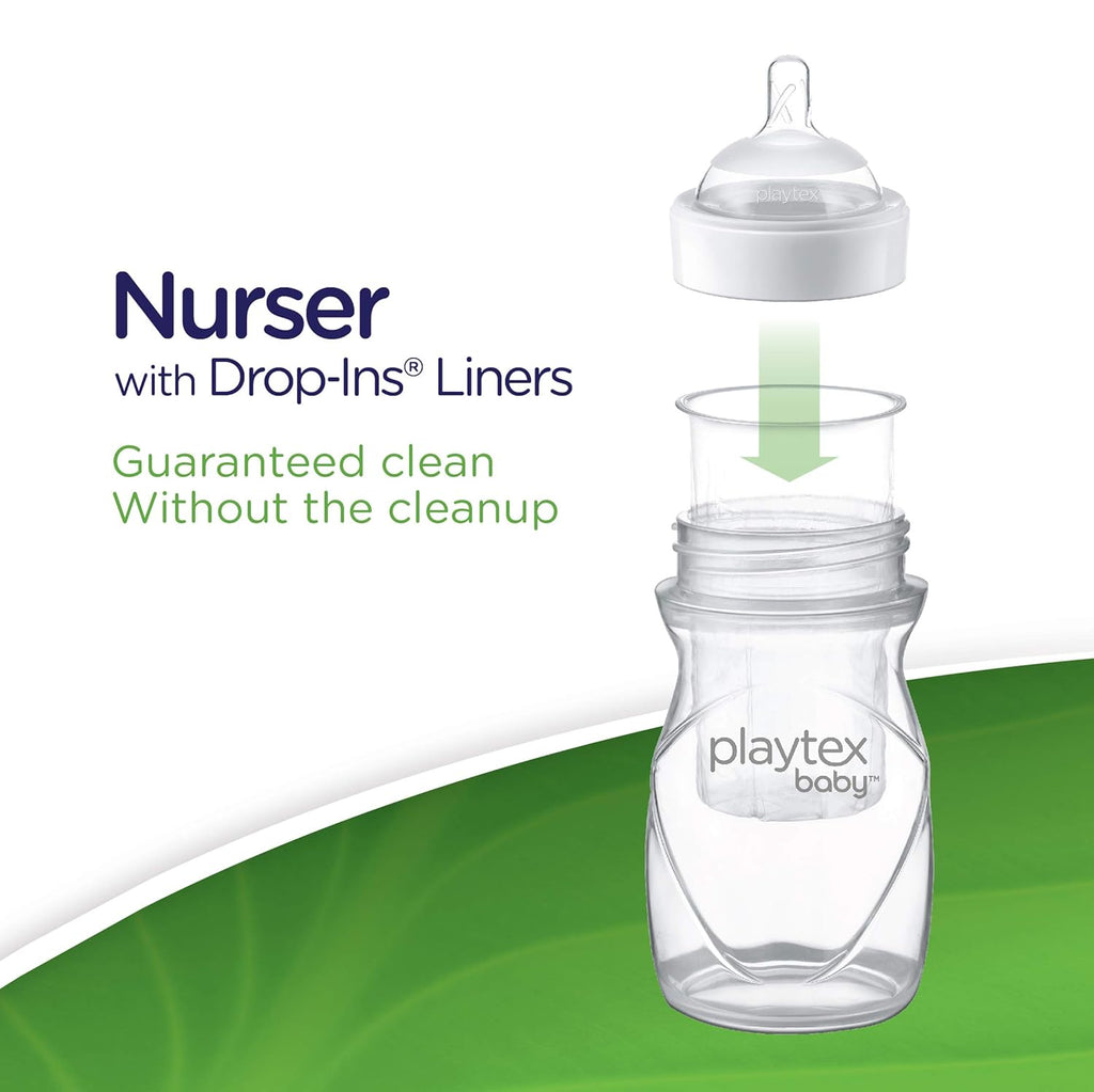 Nurser Bottle Gift Set, with Pre-Sterilized Disposable Drop-Ins Liners, Closer to Breastfeeding