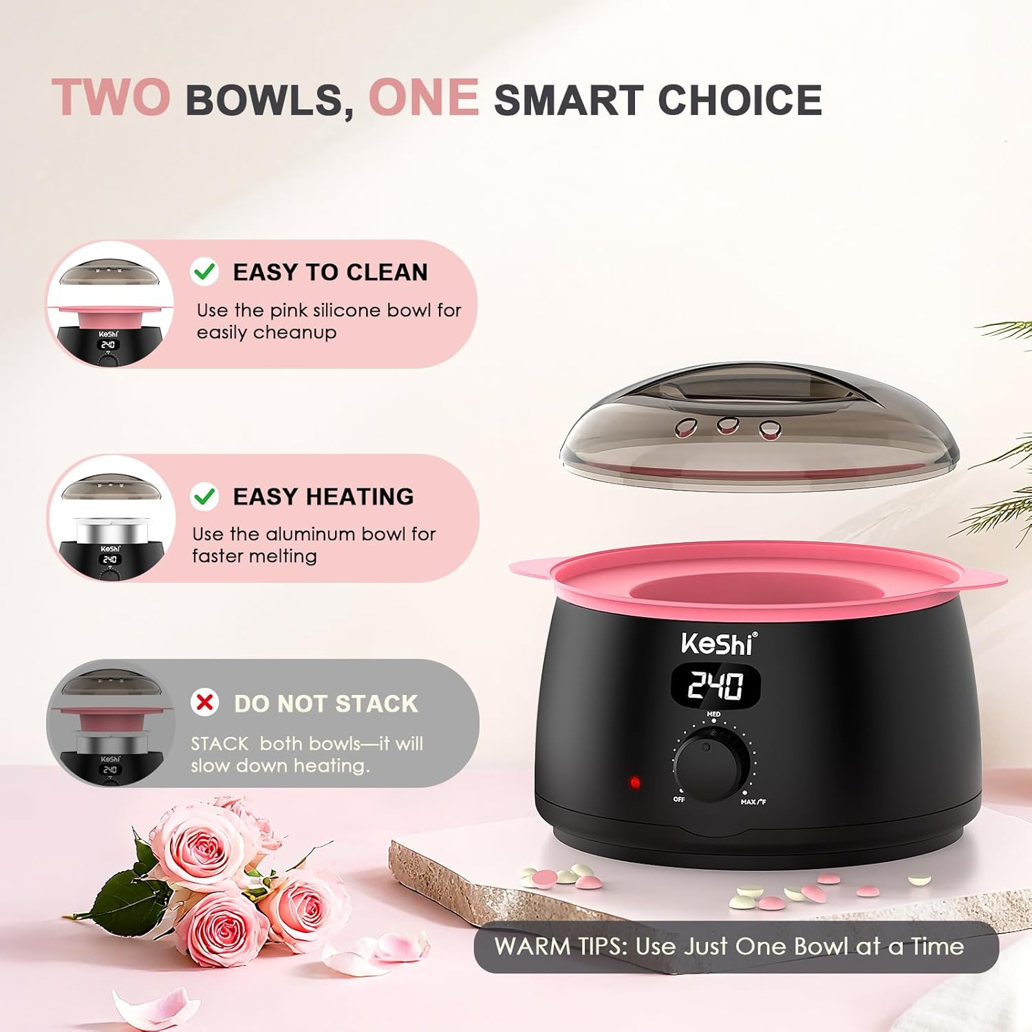 Waxing Kit for Women and Men, Digital Wax Warmer with 6 Bags Hard Wax Beads, at-Home Hair Removal Wax Kit for Full