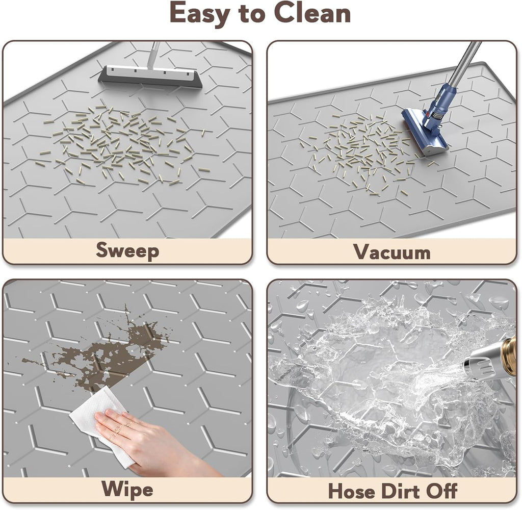 Cat Mat for Litter Box, Large 34.05×22.5 inch Cat Litter Mat, Waterproof Silicone Pad for Floor, Gray