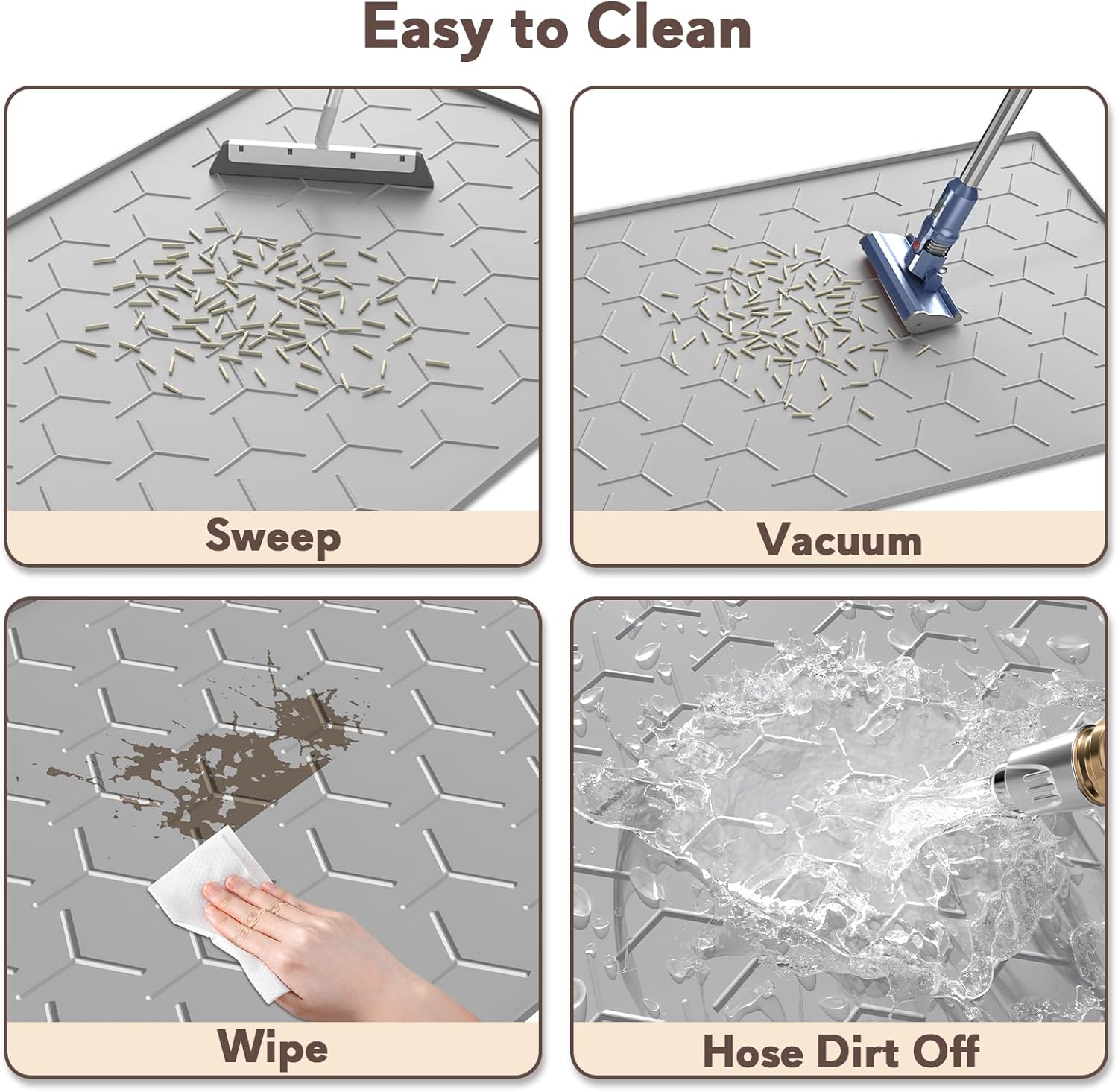 Cat Mat for Litter Box, Large 34.05×22.5 inch Cat Litter Mat, Waterproof Silicone Pad for Floor, Gray