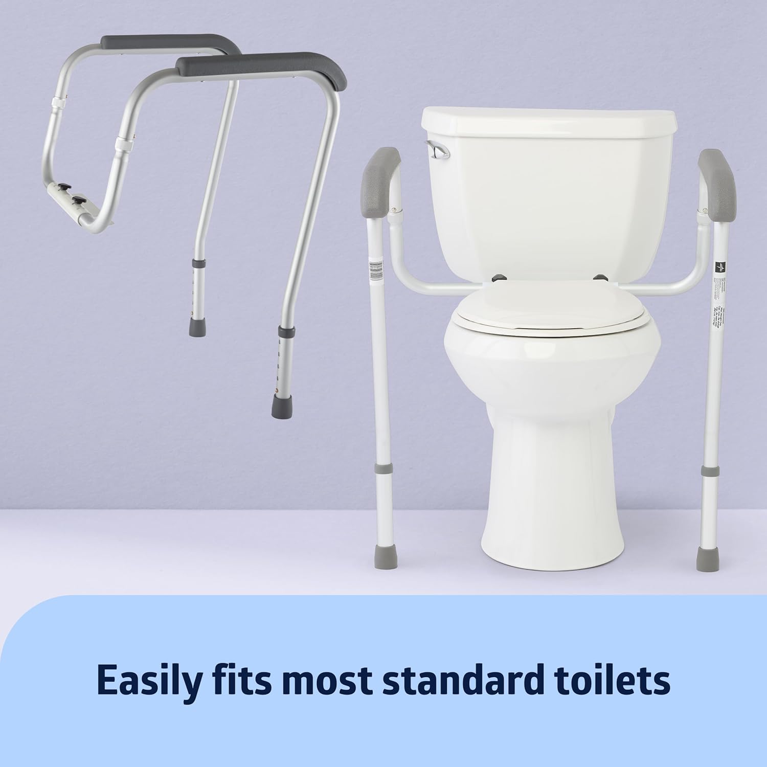 Toilet Handle Safety Rail, Grab Bar for Bathroom, 26" to 31" Adjustable Height, 250-lb. Capacity