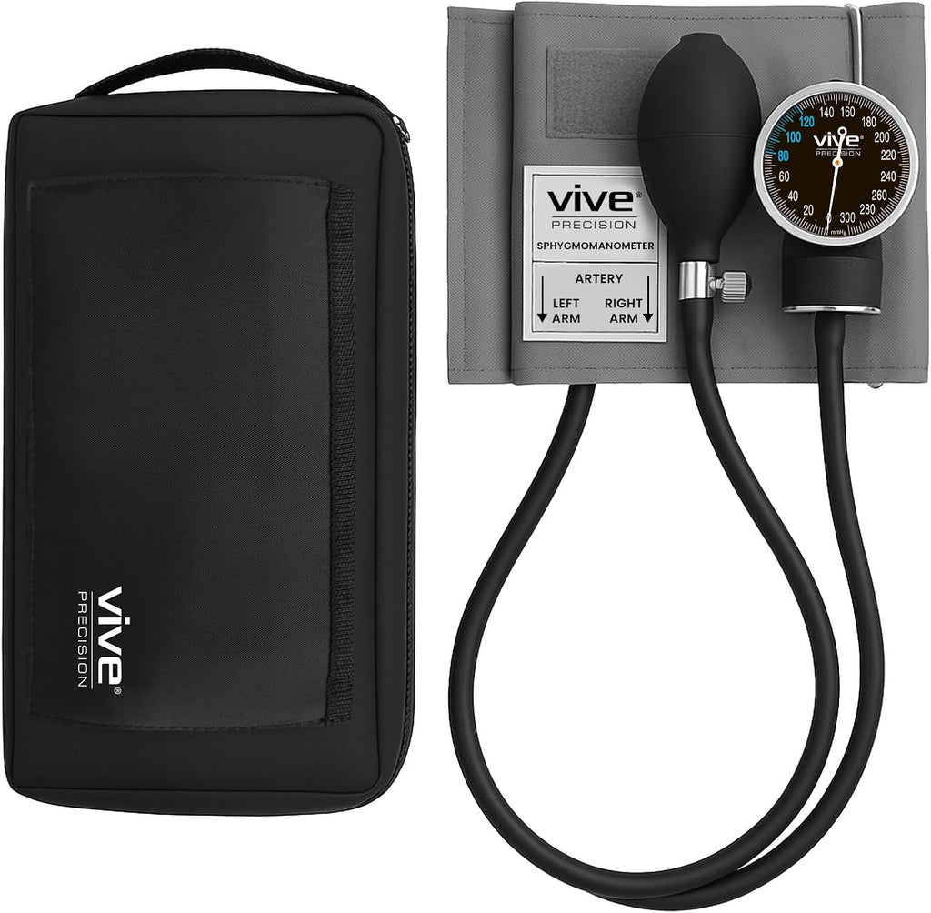 Manual Blood Pressure Cuff - Aneroid Sphygmomanometer with Case - BP Kit Monitor for Adults, Nurses - One Hand, One