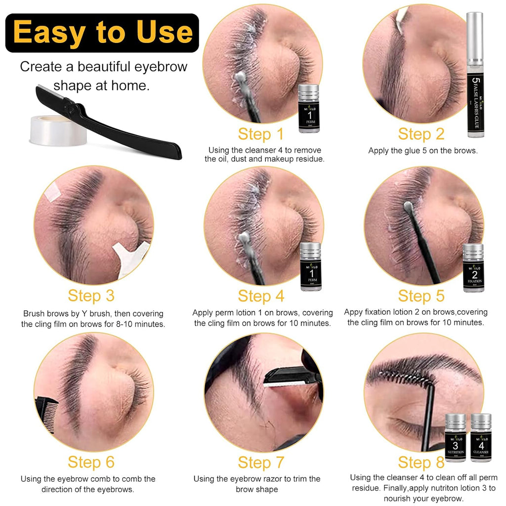 5-in-1 Lash Lift & Eyebrow Lamination Kit - Professional DIY Eyelash Curler & Perm Kit Eyelash Lift Kit &, At-Home